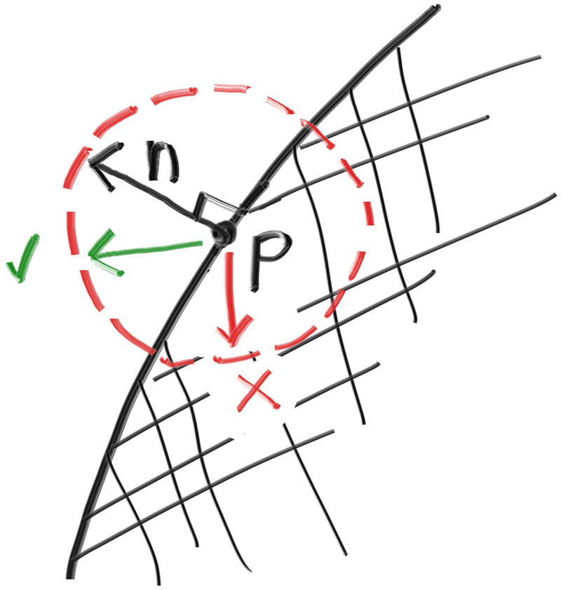 **Figure 13:** 法线指示了正确的半球面